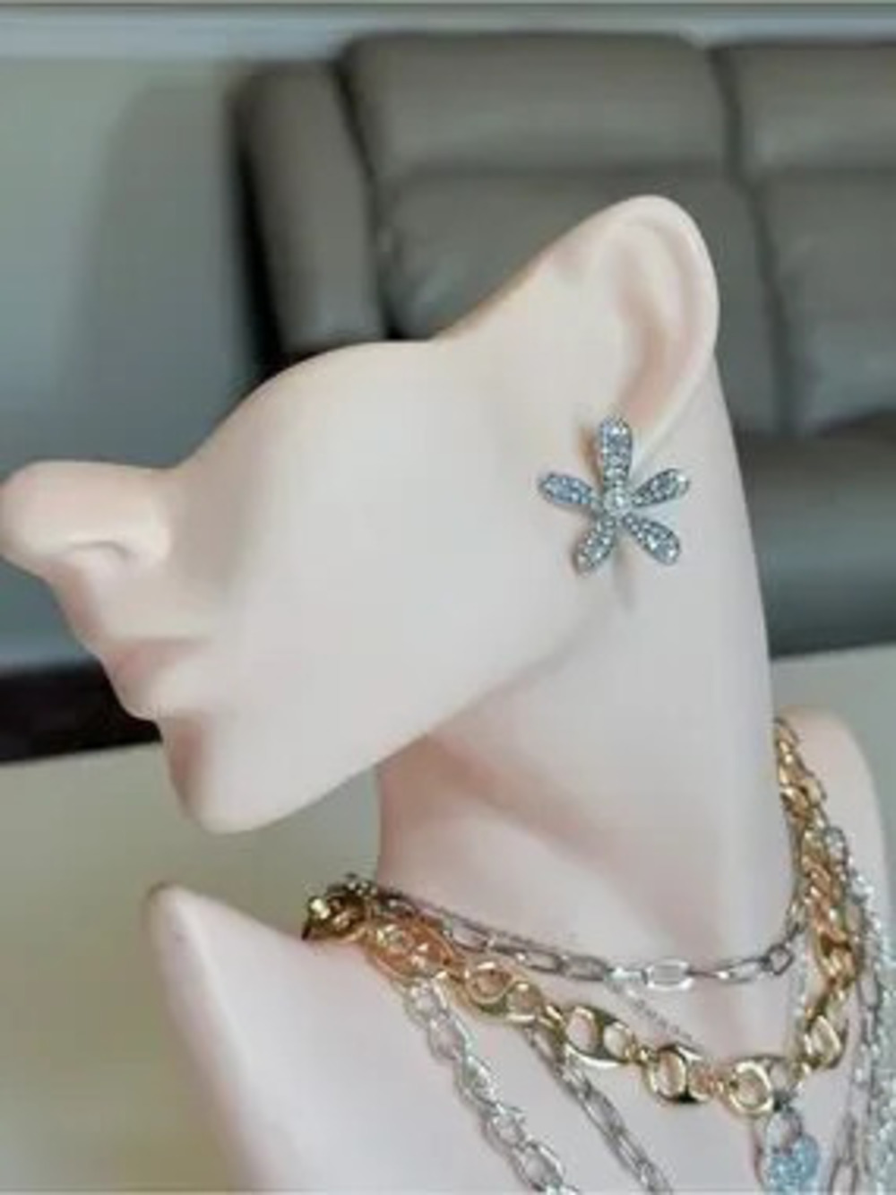 Crystal Floral Petal Stud Earrings